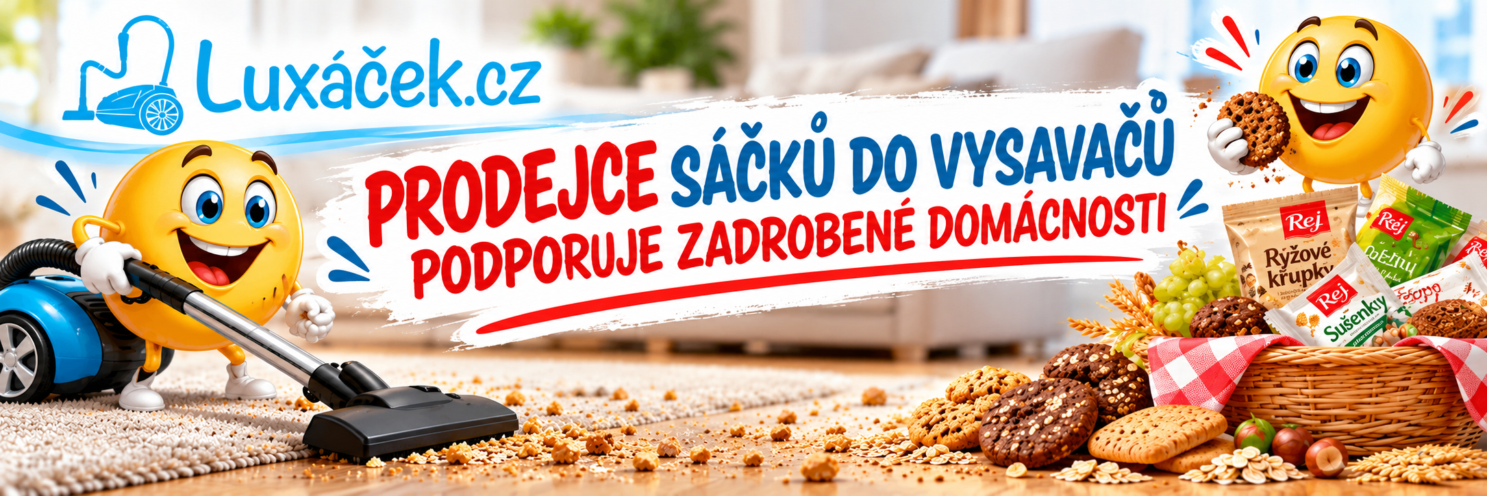 BANNER Luxáček.cz uklízí drobky se sušenkami